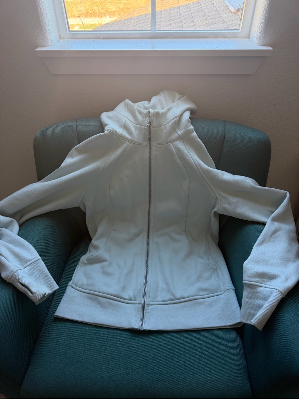 lululemon athletica White Full-Zip Hooded Jacket with High Collar